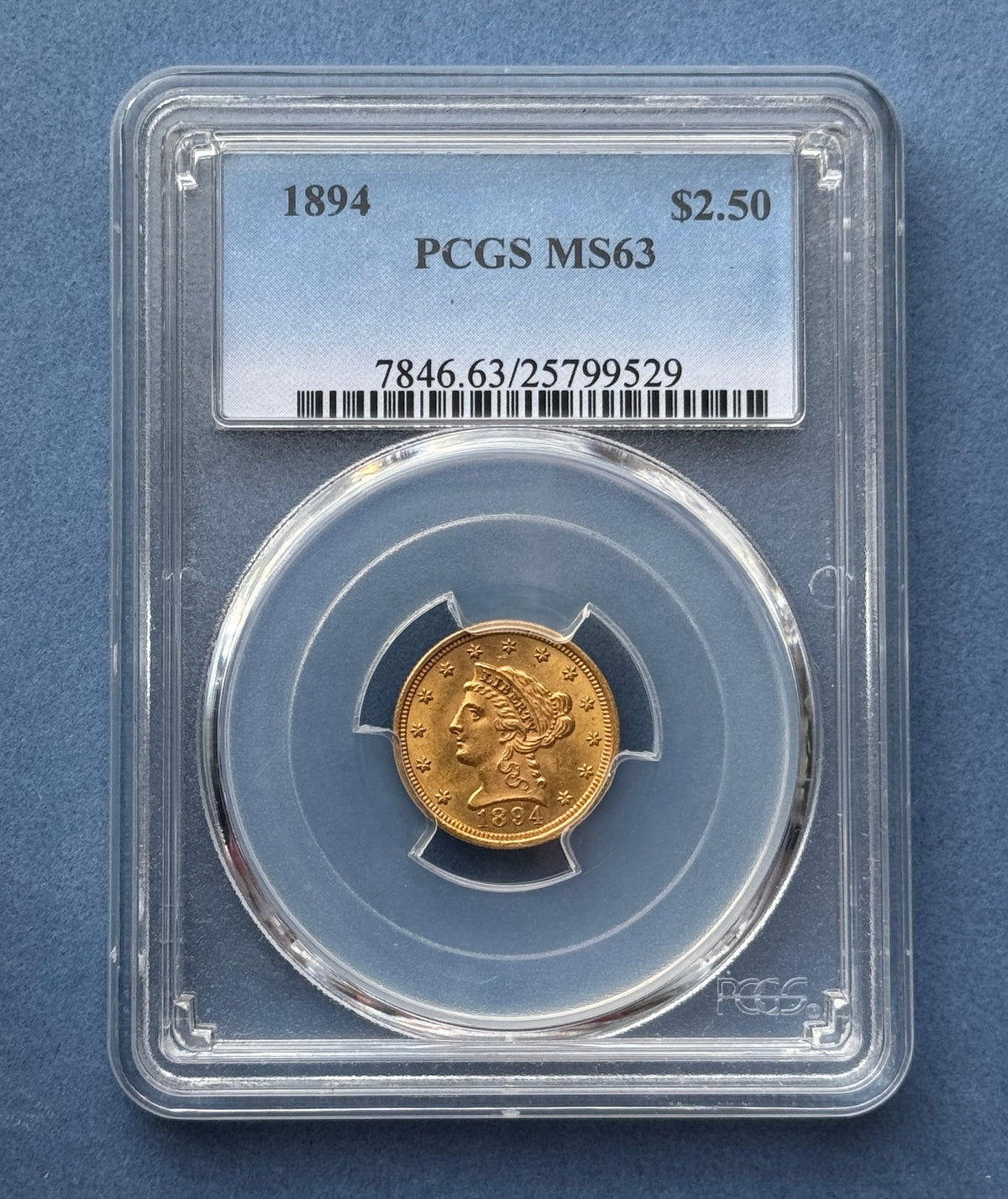 1894 $2.50 Liberty Quarter Eagle PCGS MS 63