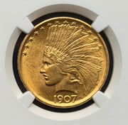1907 Gold Eagle $10 Indian NGC MS63