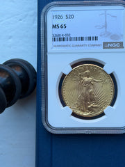 1926 $20 Gold Saint Gaudens $20 Double Eagle NGC MS 65