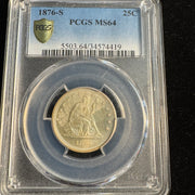 1876-S Seated Liberty Quarter 25c, PCGS MS-64
