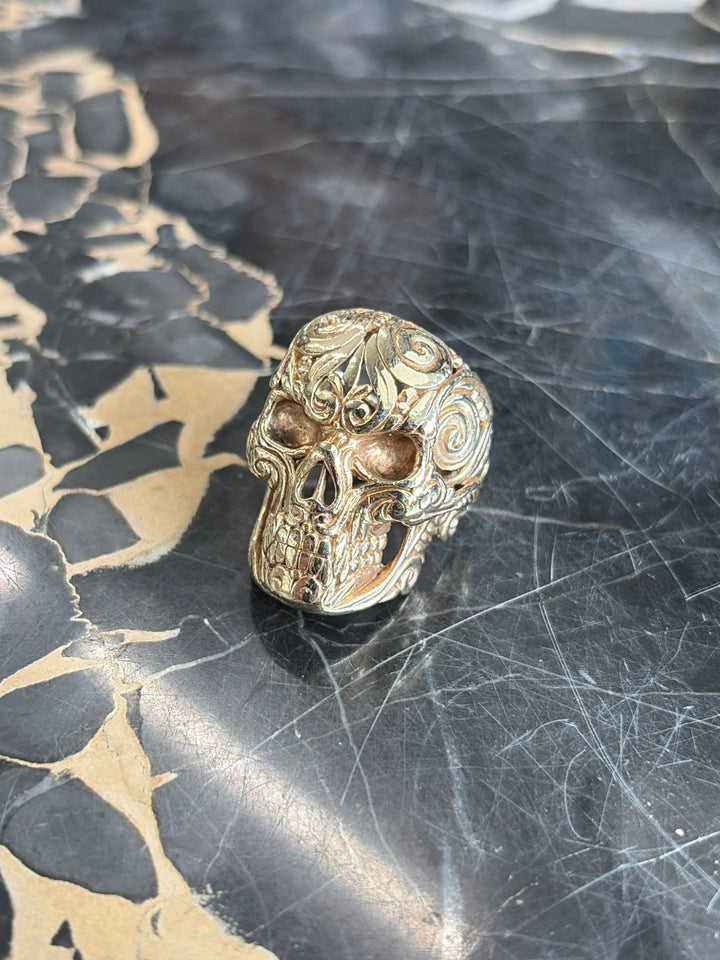 Men’s Day of the Dead Skull Ring Size 7 22.1g 10kt Gold STAMPED