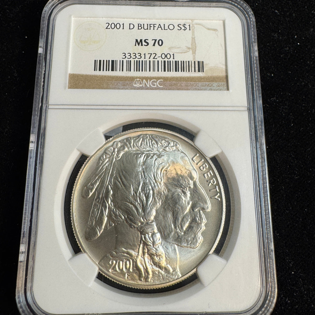 2001-D Buffalo Silver Dollar, NGC MS-70
