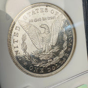 1896 (P) Mint Error Morgan Silver Dollar, Obverse Struck Thru (Debris), NGC MS-64 PL
