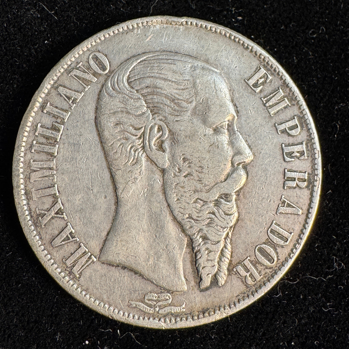 1866-Mo Empire of Mexico Maximilian 1 Peso, KM#388.1, VF+