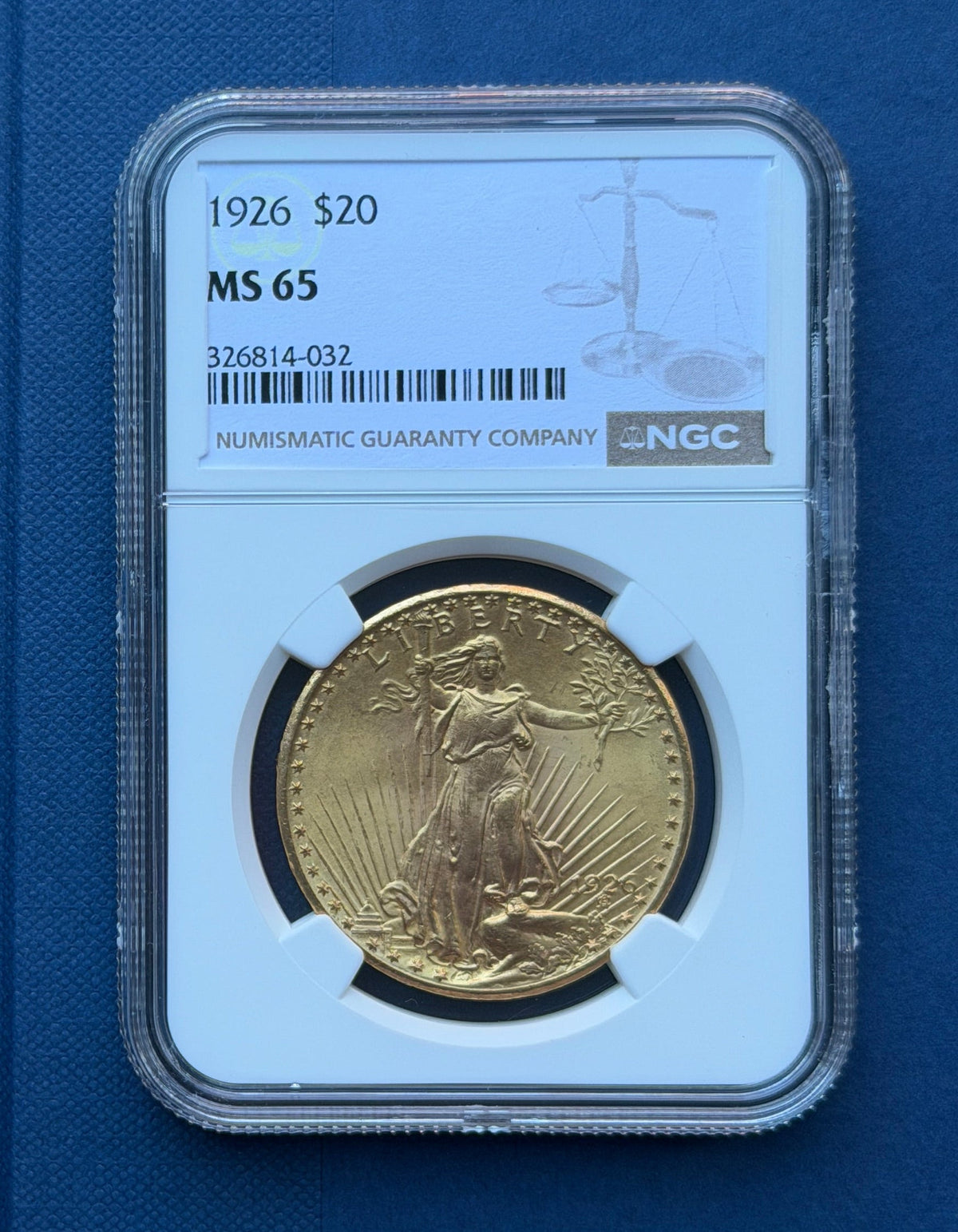 1926 $20 Gold Saint Gaudens $20 Double Eagle NGC MS 65