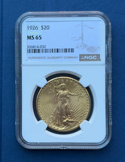 1926 $20 Gold Saint Gaudens $20 Double Eagle NGC MS 65