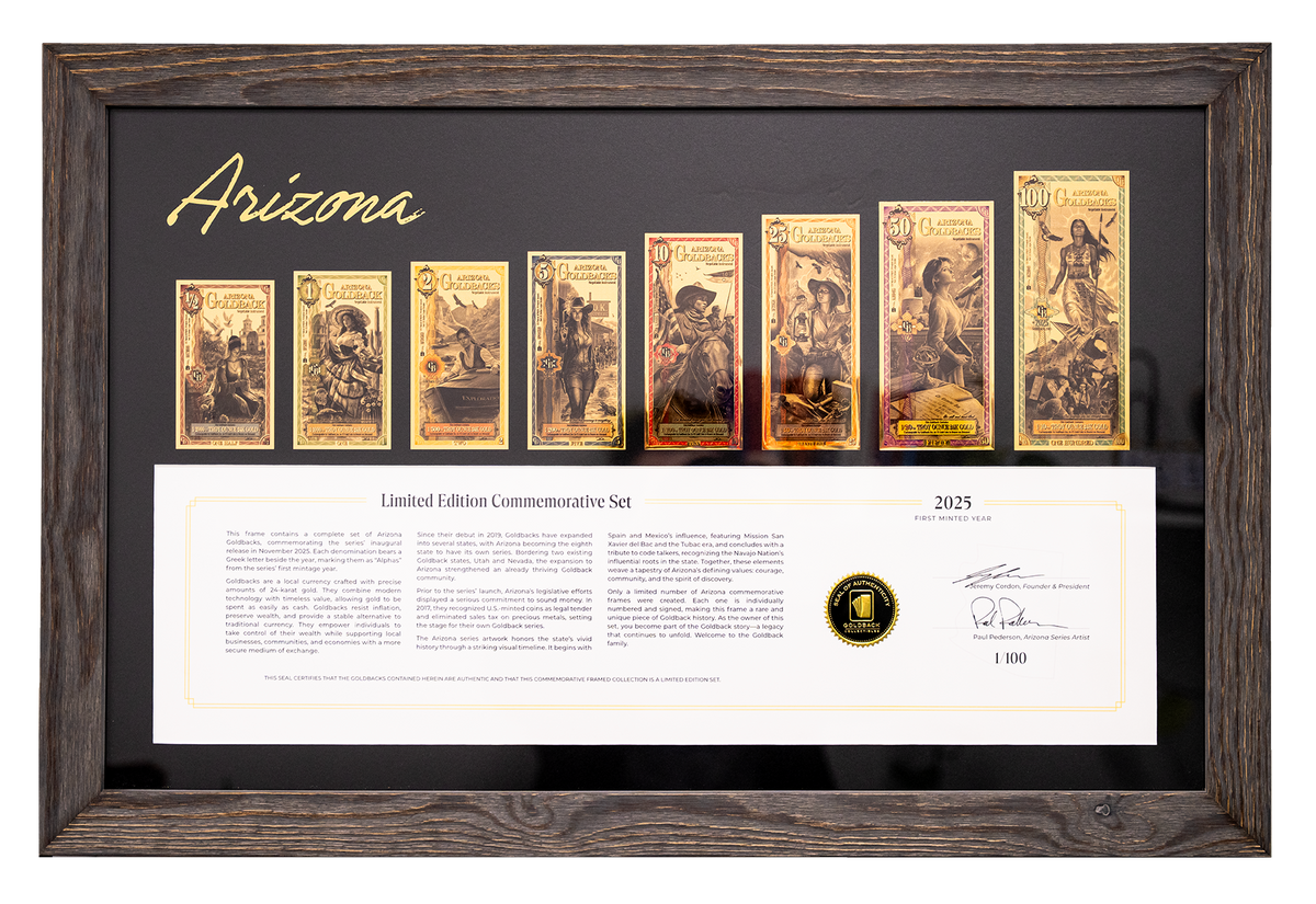 Arizona Commemorative Framed Goldback Set