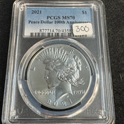 2021 Peace Silver Dollar Anniversary US $1, PCGS MS-70 💎
