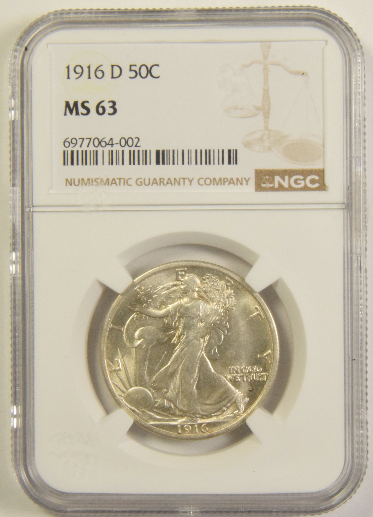 1916-D Obverse Walking Liberty Half . . . . NGC MS-63
