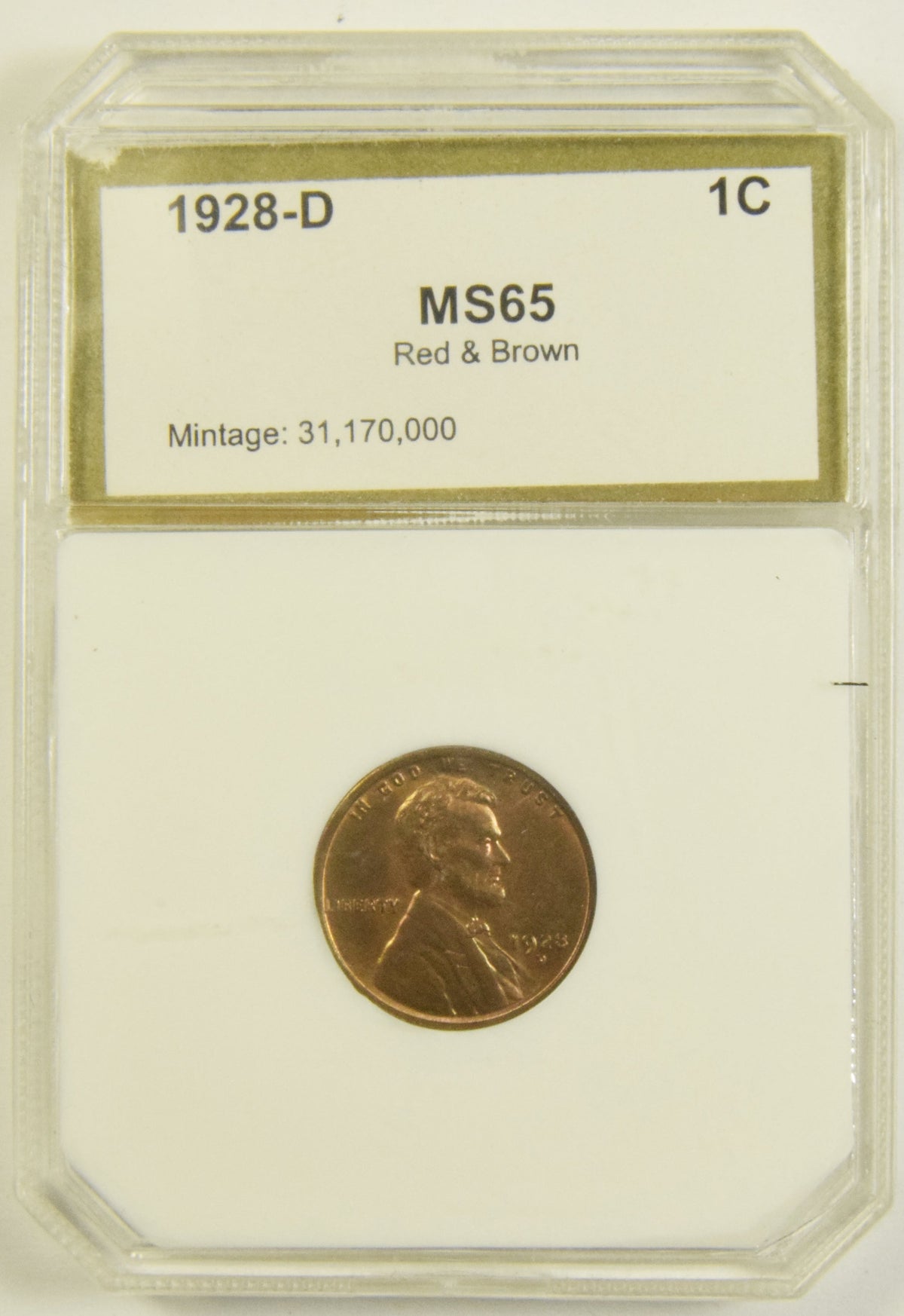1928-D Lincoln Cent . . . . PCI MS-65 R/B