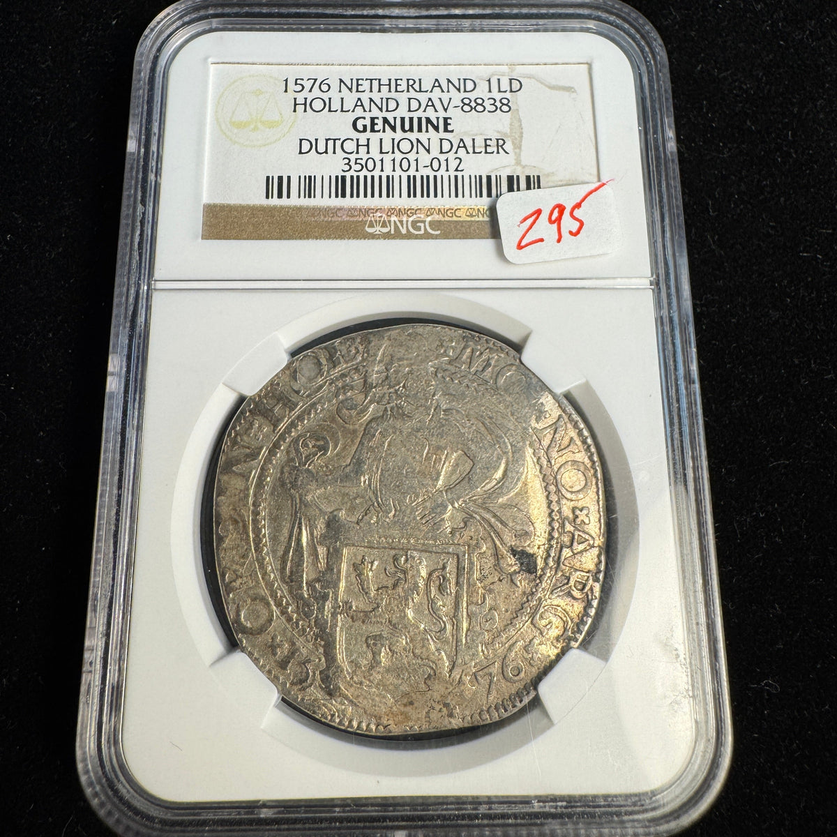 1576 Netherlands AR 1 Daalder aka Lion Daler, Holland Dav-8838, NGC Genuine
