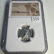 Parthian Empire, Mithradates II (121-91 BC) Silver Drachm, NGC MS