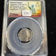 AUGUSTUS (27 BC-14 AD), Roman Empire Silver Denarius, c15 BC Lugdunum Mint, Rv: Apollo Citharoedus, PNA VF