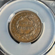 1837 (Head of 1838) Braided Hair Large Cent US 1c, CAC AU-58 - WitterBrick