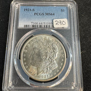 1921-S Morgan Silver Dollar, PCGS MS-64