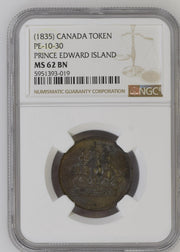 1835 Canada PE-10-30 Prince Edward Island MS62 BN NGC