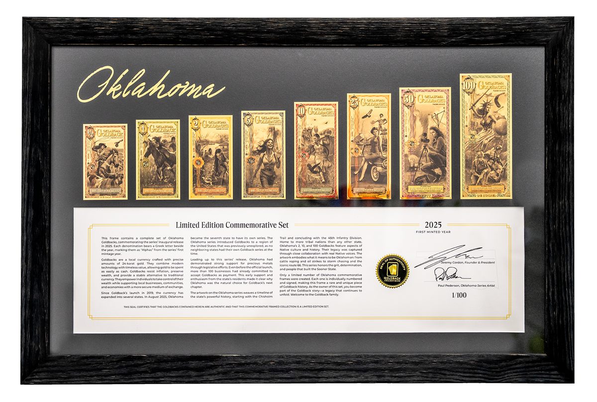 Oklahoma Commemorative Framed Goldback Set