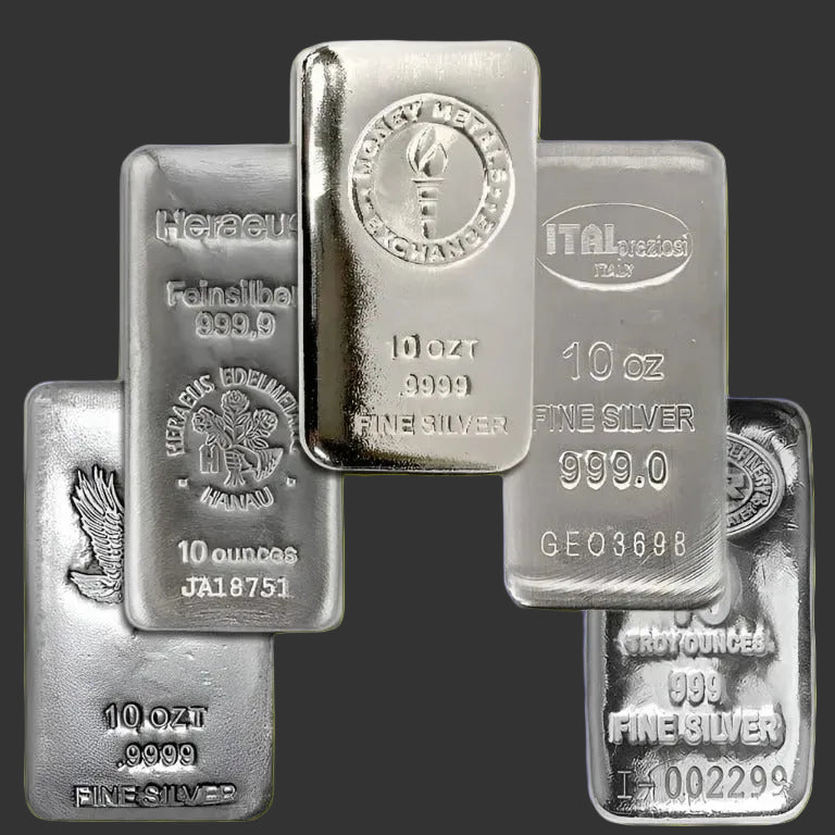 10 oz .999 silver bar (our choice of brand)