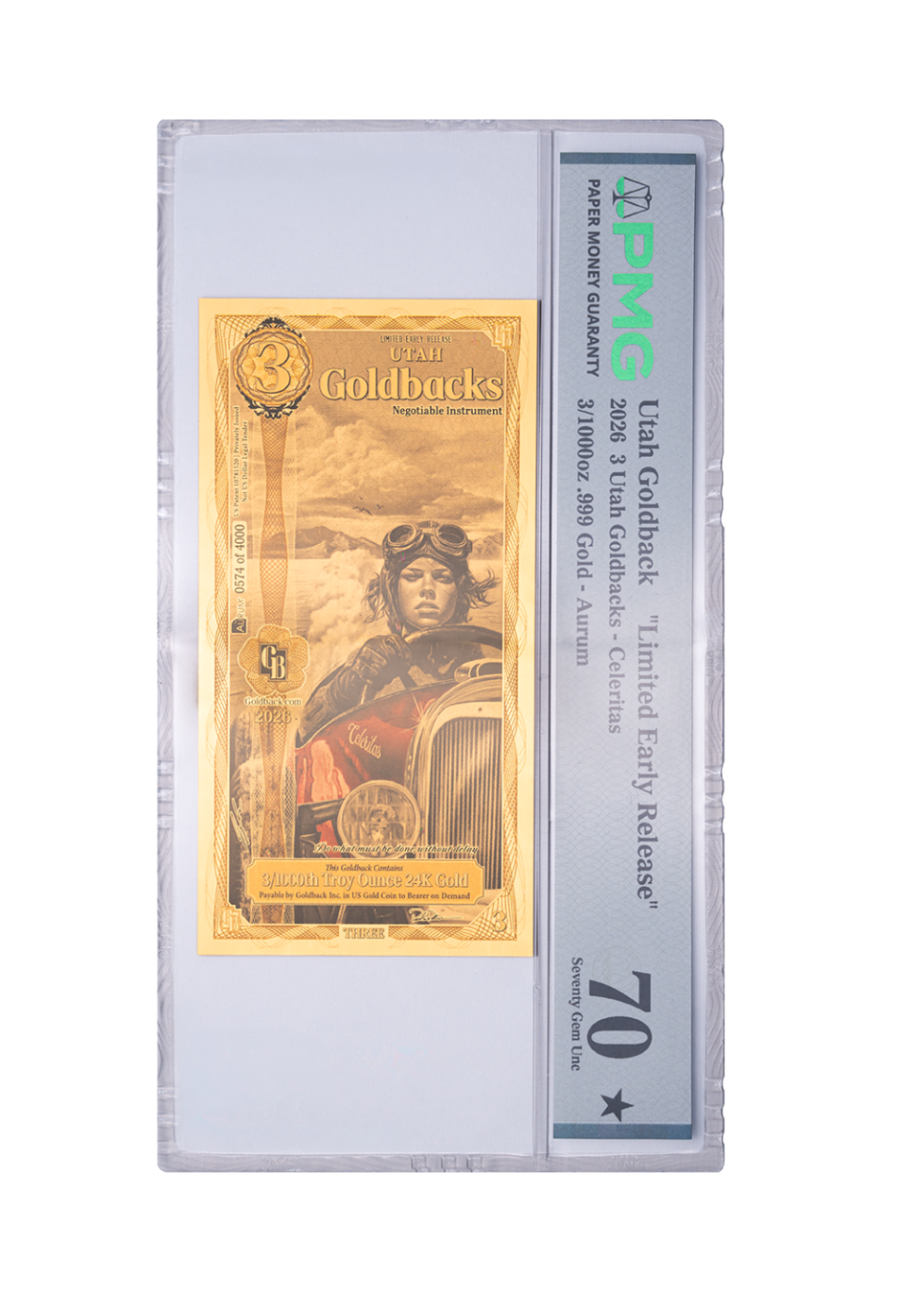 Utah 3 Limited Early Release Graded-3 Goldback
