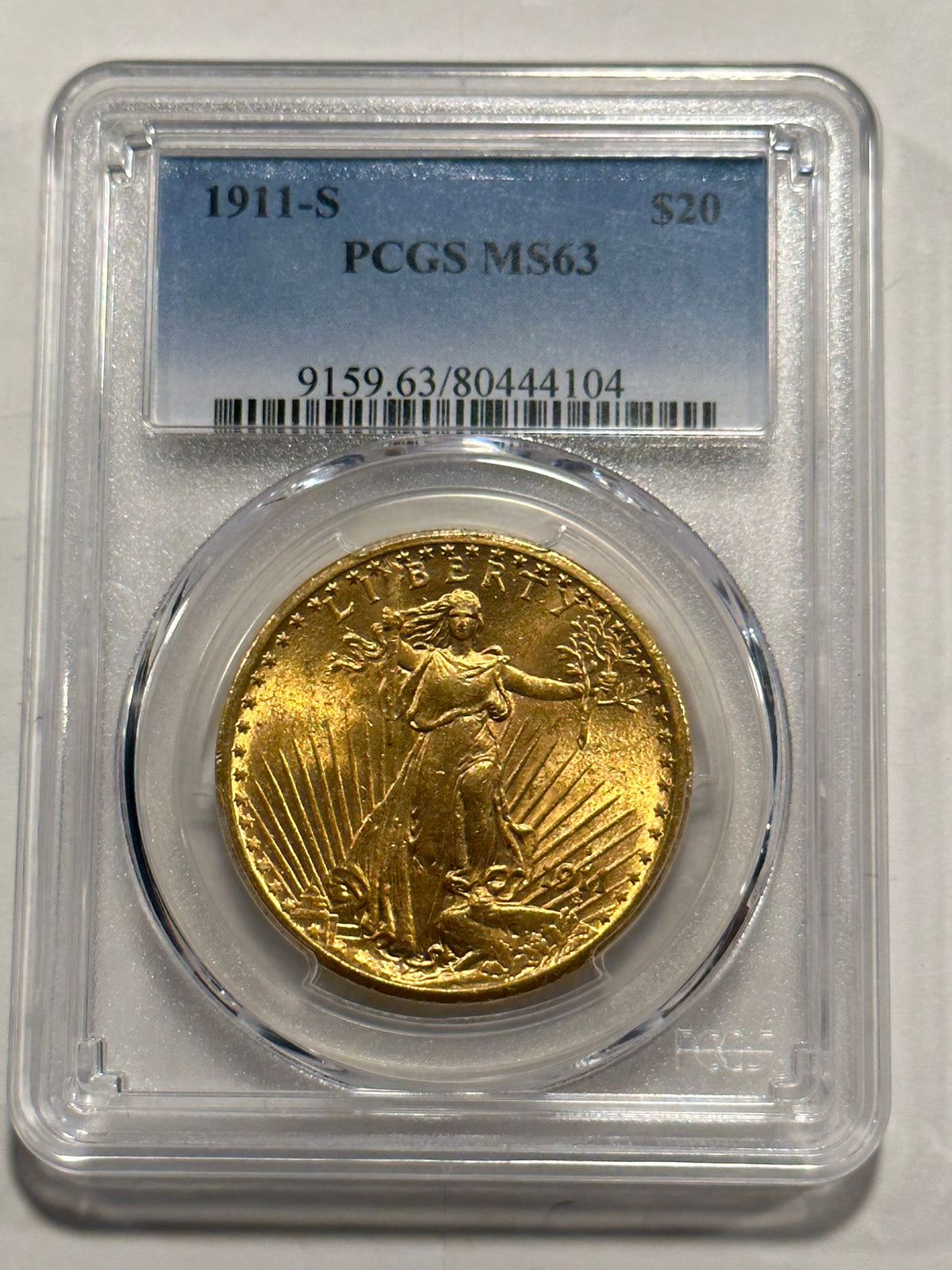 1911-S Gold $20 Saint Gaudens PCGS MS63