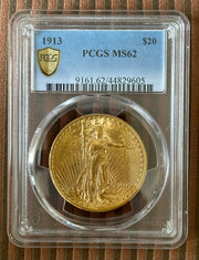 1913 $20 Saint Gaudens PCGS Shield MS62